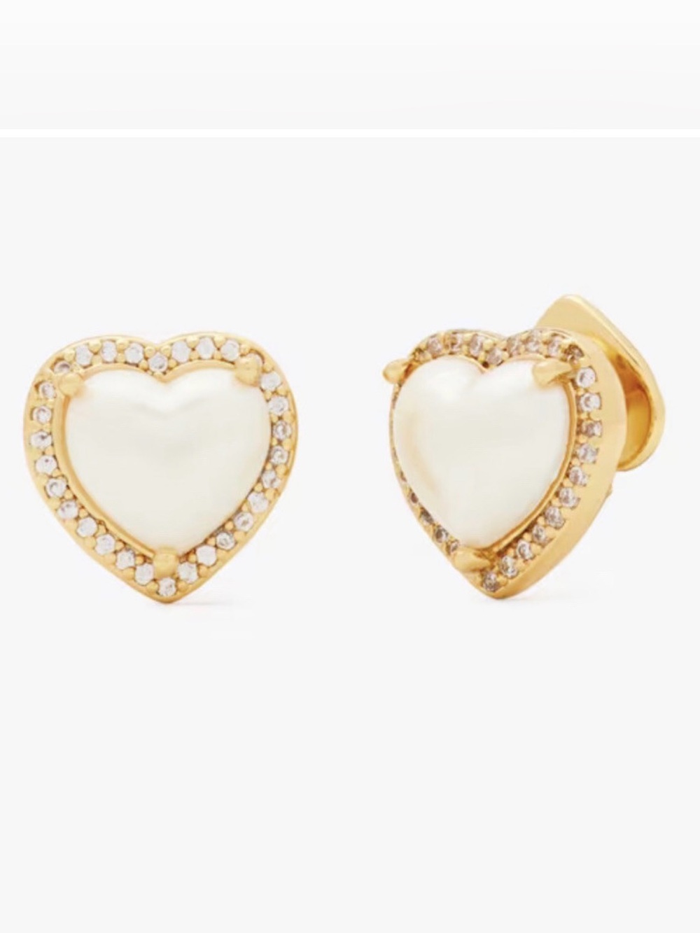 New Kate Spade New York My Love
Pave Pearl Heart Halo Stud Earrings Cream Gold